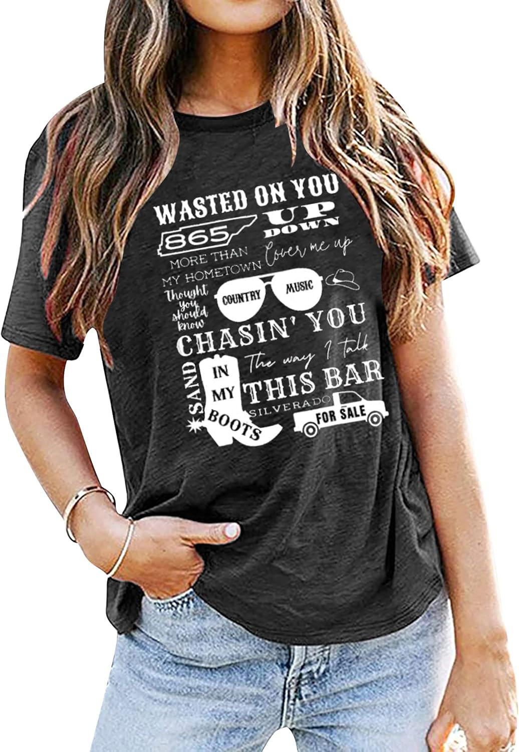JINTING Country Music Shirt Women Country Concert Tshirt Music Lover Gift Shirts Vintage Letter P... | Amazon (US)