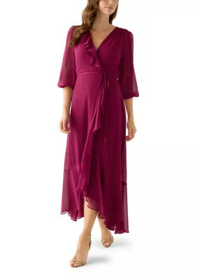 Maison Tara Women's V-Neck Chiffon Maxi Dress, 16 | Belk