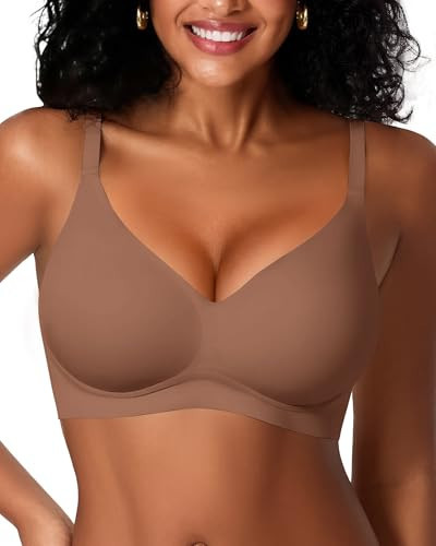VRVOICE Wireless Jelly Bras for Women Seamless Comfort Push Up No Underwire Support Bralette Full Coverage Everyday Bra,Coffee,3X-Large | Amazon (US)