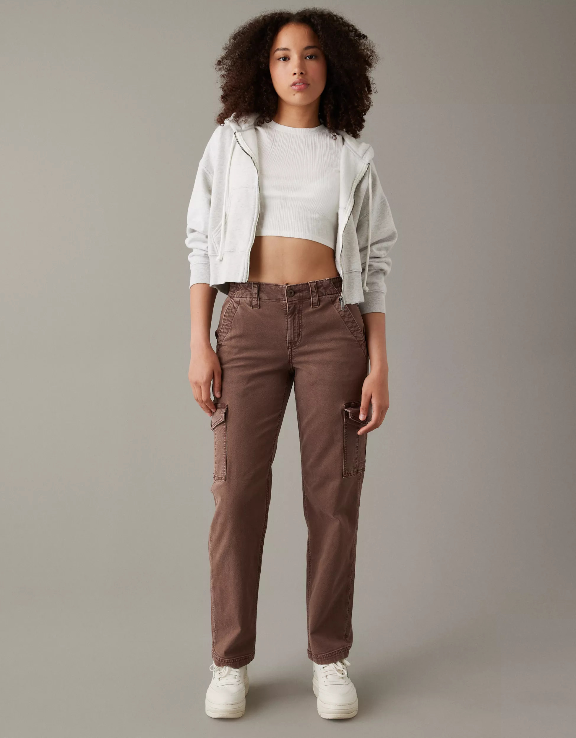 AE Stretch Curvy Cargo Straight Pant | American Eagle Outfitters (US & CA)