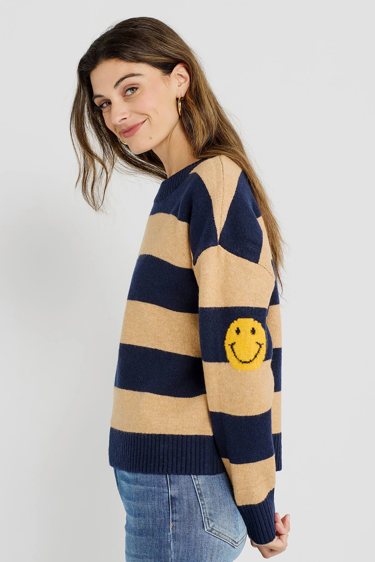 By Together Striped Smiley Face Sweater | Social Threads