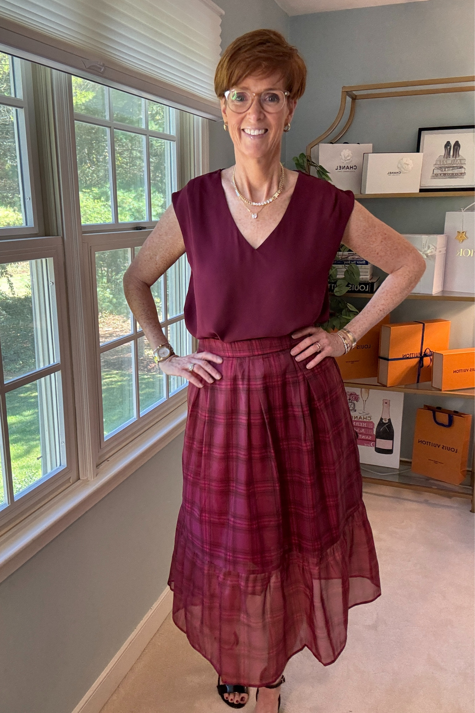 Gibsonlook for the fall and for the holidays
Ready to refresh your wardrobe with elegant, classic pieces that seamlessly blend into your everyday style? I’m sharing 8 beautiful items gifted to me by Gibsonlook that are perfect for fall—and trust me, you’ll want them all! From versatile blazers to flattering skirts, these pieces are designed to elevate your look with ease.

* Burgundy V-Neck Chiffon Top: Lightweight with a gorgeous flow, this top easily transitions from day to night.
* Red & Burgundy Plaid Layered Skirt: The perfect statement piece for fall, adding a pop of seasonal color to your wardrobe.
Wearing a small in the top
Wearing a large in the skirt. Too big.

#LTKOver40 #LTKStyleTip #LTKHoliday