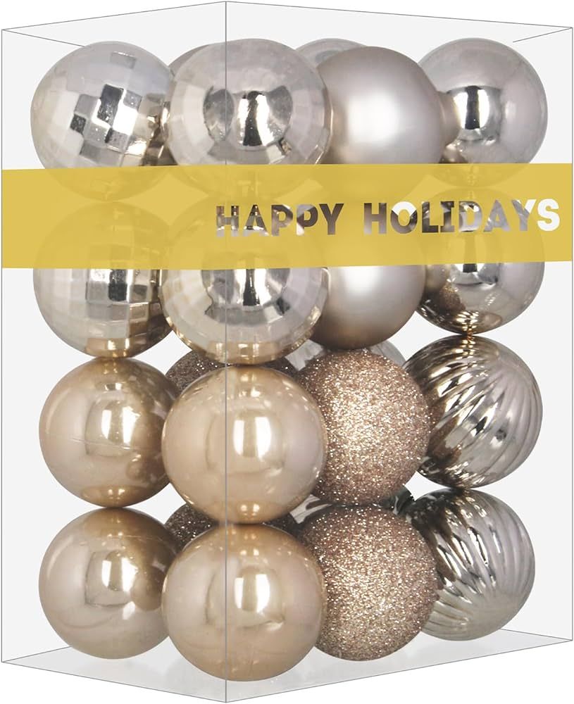 Champagne Gold 1.6" Small Christmas Balls Christmas Tree Decoration Ornaments Shatterproof Hangin... | Amazon (US)