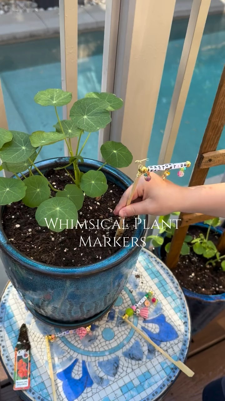 Just adding some whimsy to your garden 🪏 🍃 my daughter and I made these together for our planters. Wouldn’t this be such a fun girls night activity?! 
.
Comment link and I’ll send you the link to everything you need to make your own. 
.
#whimsy #whimsyplants #planting #plantmarkers planting