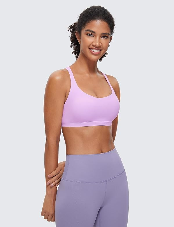 CRZ YOGA Strappy Sports Bras for Women - Criss Cross Back Sexy Wireless Padded Yoga Bra Cute Work... | Amazon (US)