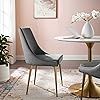 Modway Viscount Performance Velvet Dining Side Chair with Gold Stainless Steel Legs in Gray | Amazon (US)