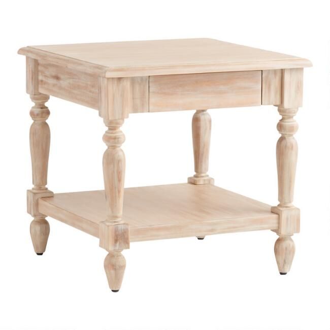 Everett Weathered Natural Wood End Table | World Market