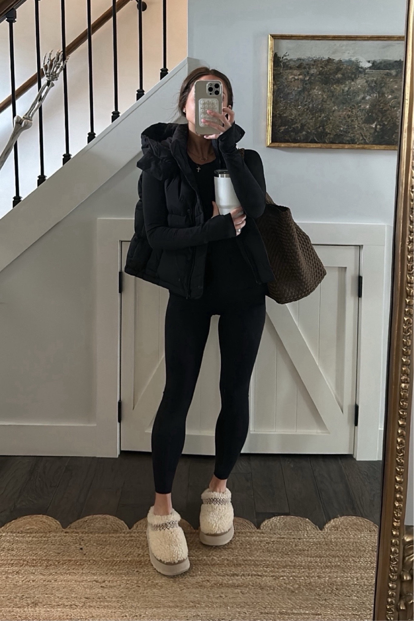 Fall outfit idea. Lululemon long sleeve top (size 4) Lululemon vest (size 2) Lululemon Align leggings (size 2) Ugg Tasman slippers (sized up one) Naghedi large tote bag

#LTKSeasonal #LTKFitness #LTKStyleTip