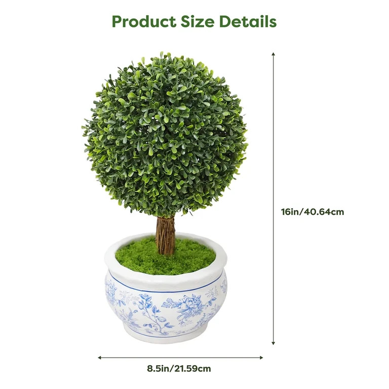 Boxwood Artificial Topiary in Floral Pot, 16", by My Texas House | Walmart (US)