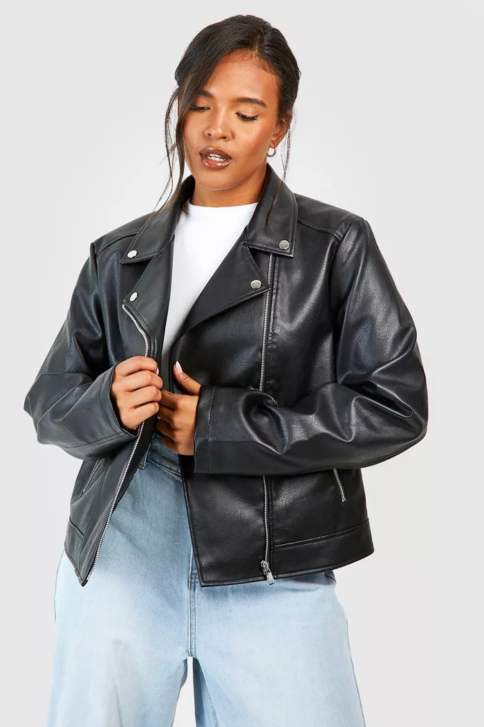 Plus Faux Leather Moto Jacket | boohoo (US & Canada)