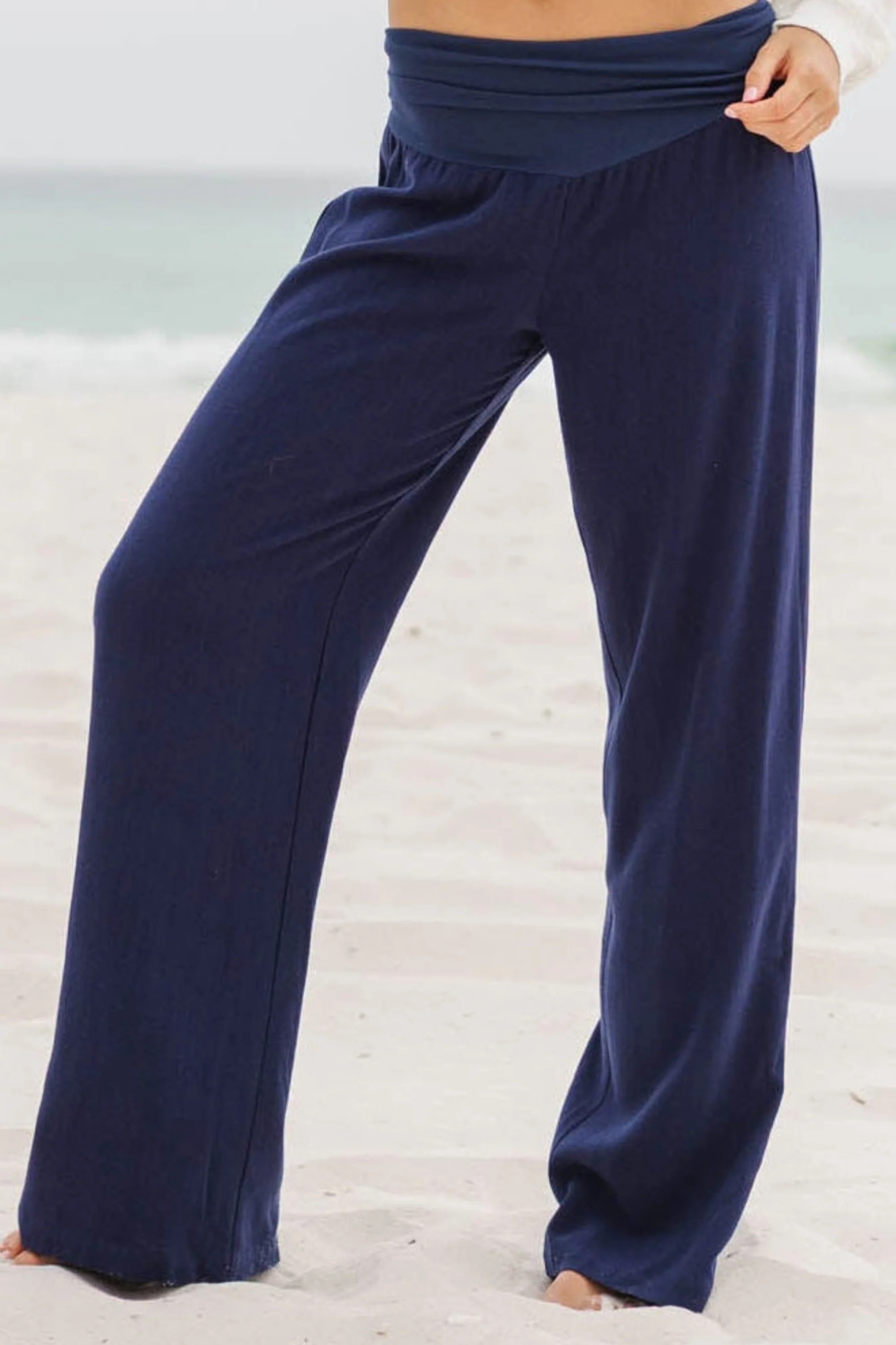 The Iconic Navy Foldover Pants | The Mint Julep Boutique