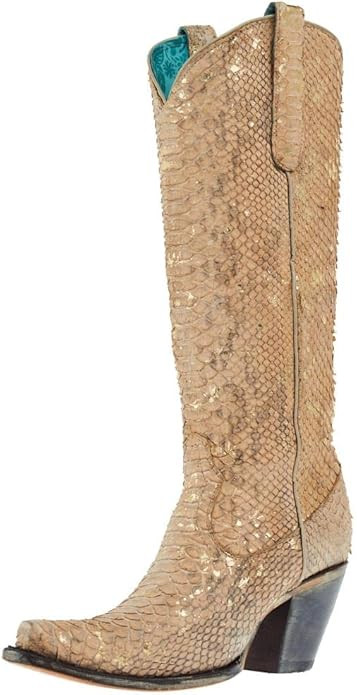 CORRAL LADIE'S NUDE FULL PYTHON TALL TOP, SNIP TOE, LEATHER SOLE, WESTERN, A4295 | Amazon (US)