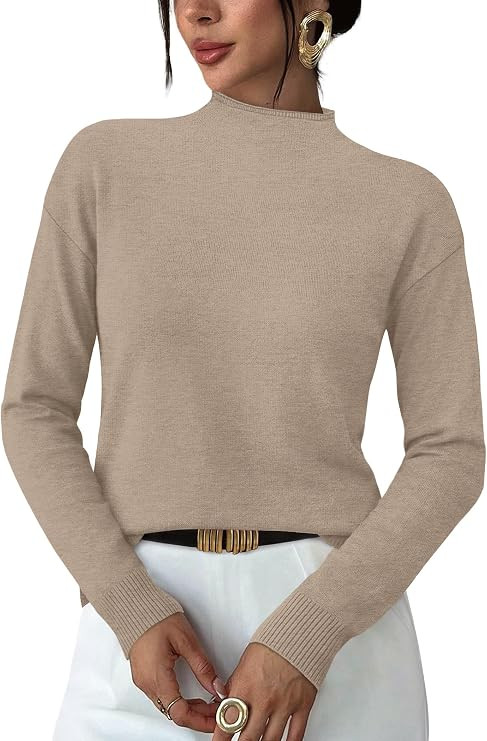 WIHOLL Womens Sweaters Mock Neck Long Sleeve Tops Fall Outfits Fashion 2026 | Amazon (US)