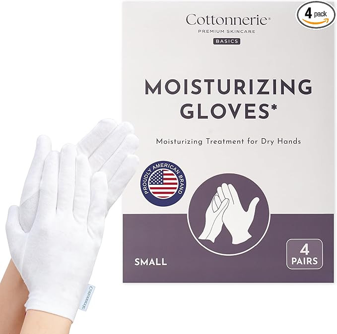 4 Pairs Cottonnerie Basics Cotton Gloves for Dry Hands Sleeping, Moisturizing Gloves Overnight, H... | Amazon (US)