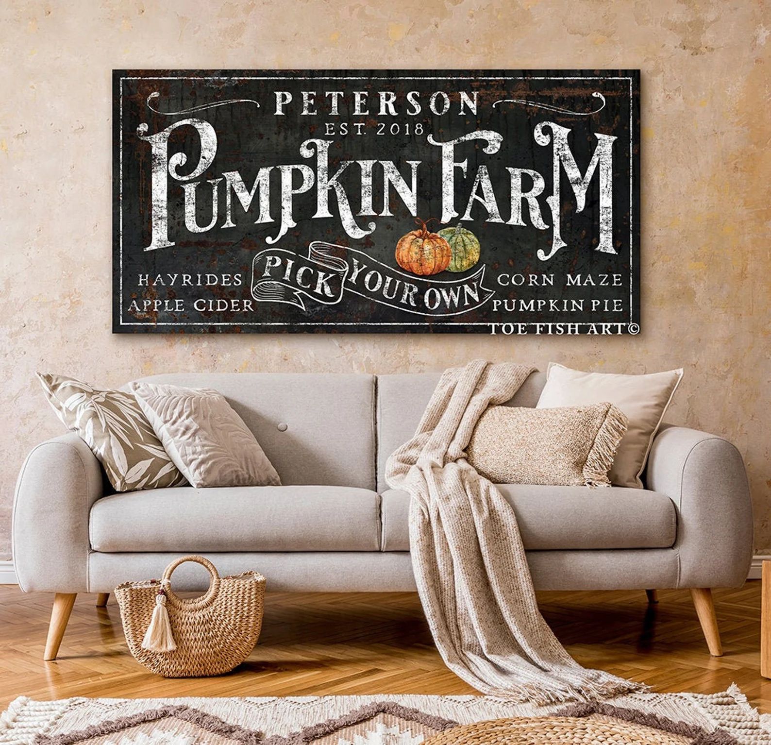 Pumpkin Farm Sign Fall Decor Halloween Home Decor Family Name | Etsy | Etsy (US)