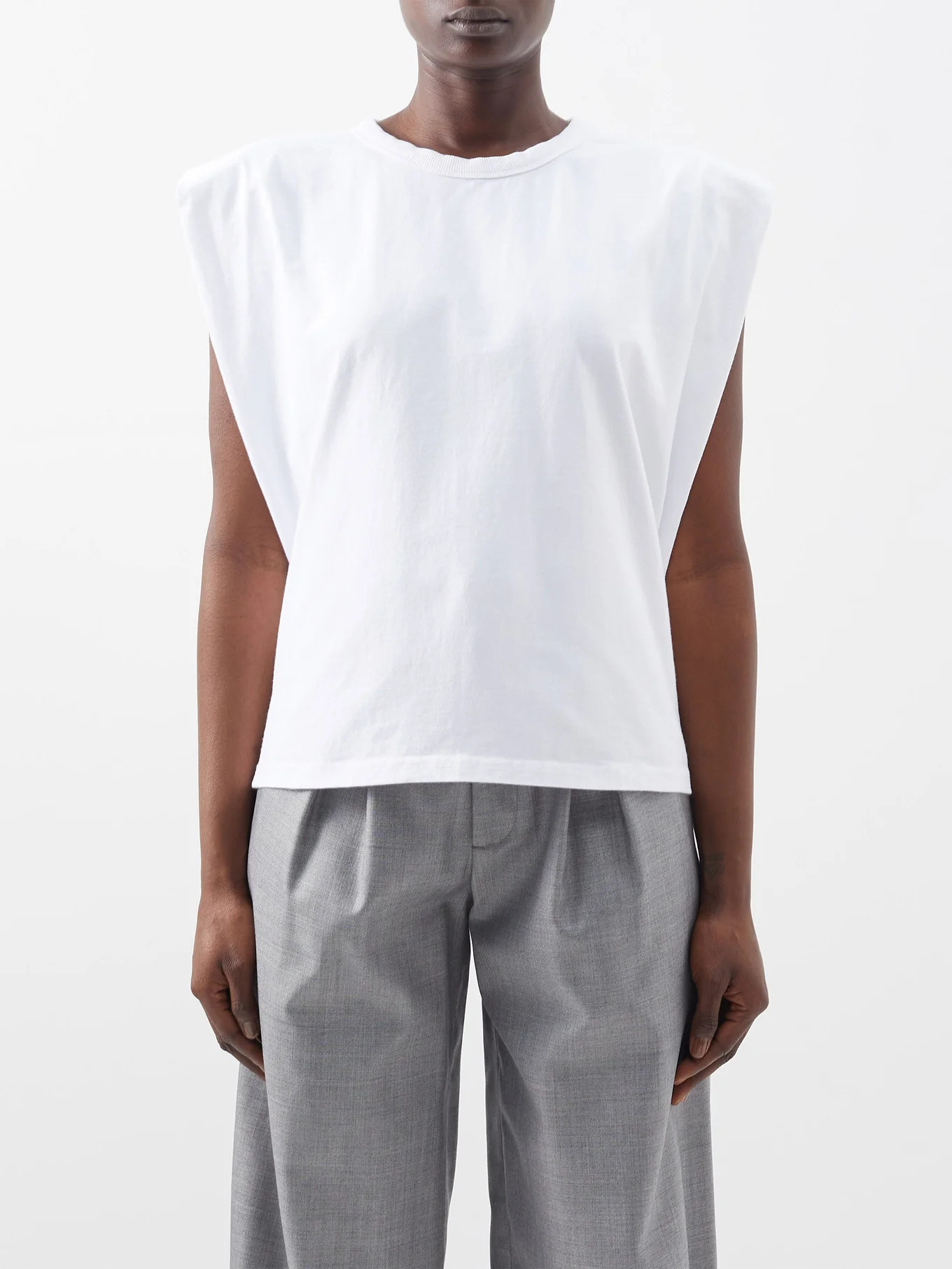 Eva padded-shoulder organic-cotton tank top | The Frankie Shop | Matches (UK)