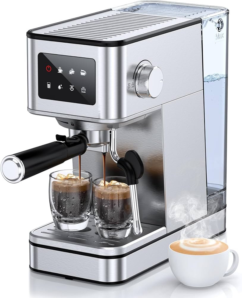 Espresso Machine with Milk Frother, 20 Bar Compact Espresso Maker with Touch Screen & 57.5oz Remo... | Amazon (US)