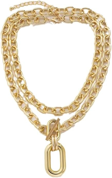 Chunky Necklace Layered Necklaces for Women Chunky Layered Necklaces Chunky Link Chain Choker Nec... | Amazon (US)