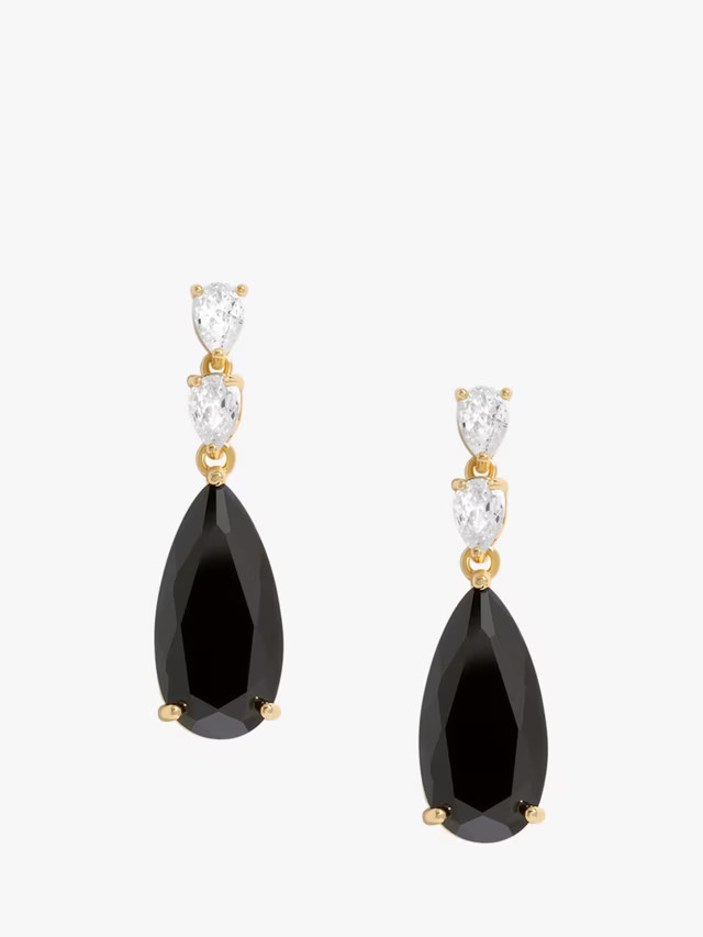 Jon RichardJet Pear Drop Earrings, Gold/Black | John Lewis (UK)
