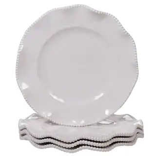 Certified International Perlette 4-Piece Solid Cream Melamine Outdoor Dinner Plate Set (Service f... | The Home Depot