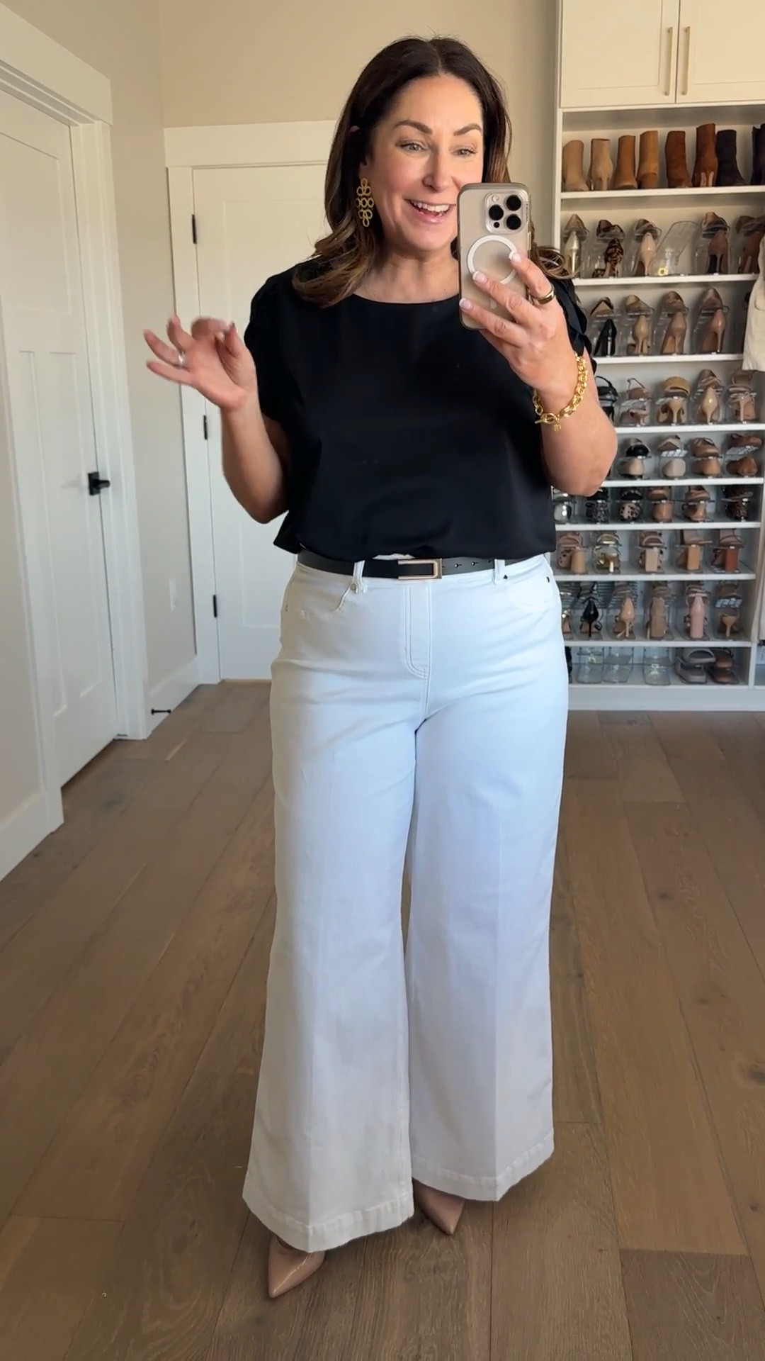 Spring outfit with Spanx white jeans size up if in-between wearing XL Petite // Blouse tts, Large Spanx code RYANNEXSPANX



#LTKWatchNow #LTKOver40 #LTKMidsize