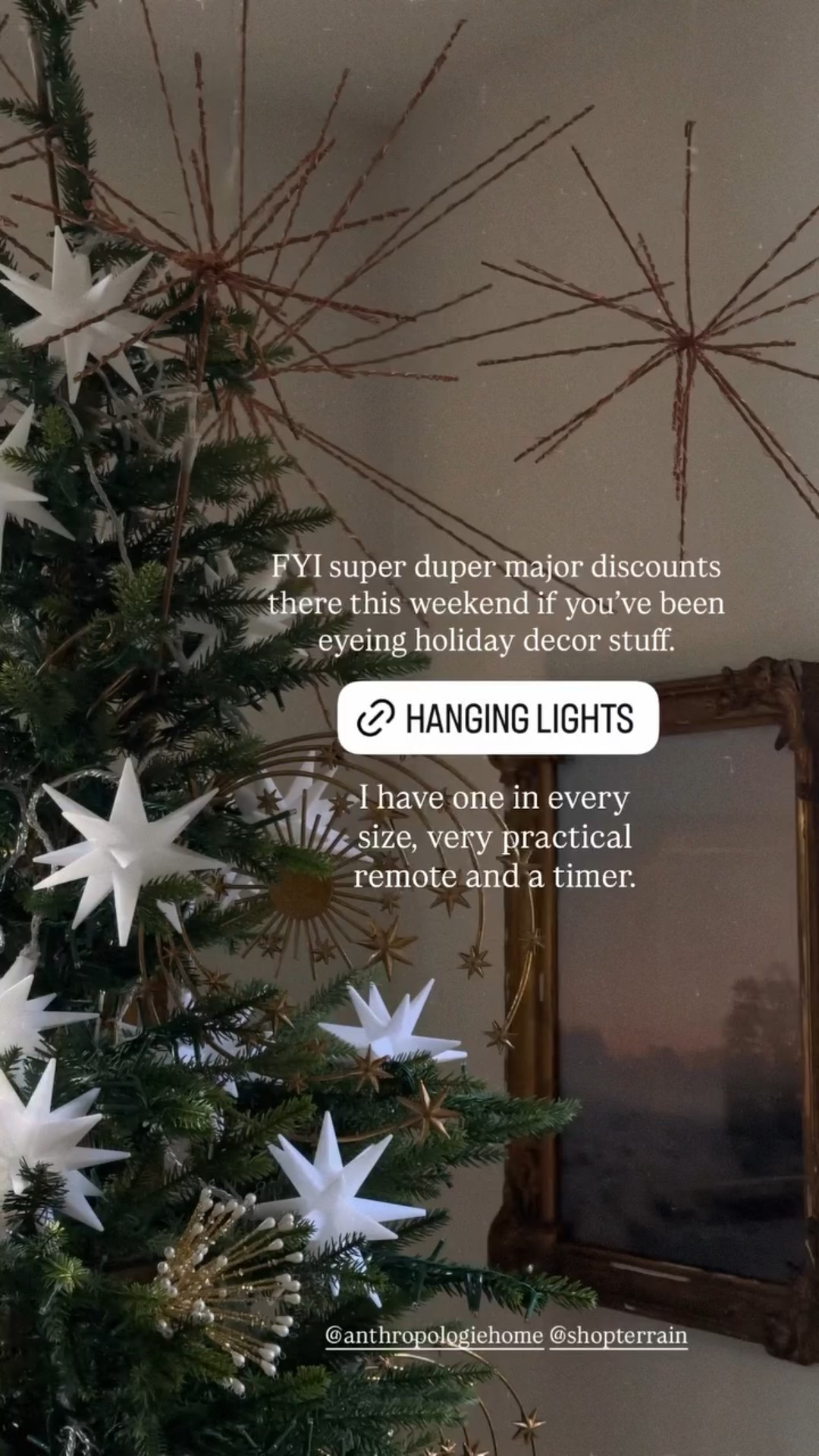 FYI super duper major discounts there this weekend if you’ve been eyeing holiday decor stuff. I have one in every size, very practical remote and a timer. @anthropologiehome @shopterrain

#LTKSeasonal #LTKCyberWeek #LTKHoliday