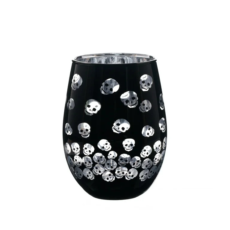 Way to Celebrate Halloween Two Tone Stemless Wine Glass Skull - Walmart.com | Walmart (US)
