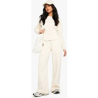 boohoo Women's Deep Hem Popper Bomber Sweatshirt Tracksuit in Stone | Size: Small | Knitted | boohoo (US & Canada)