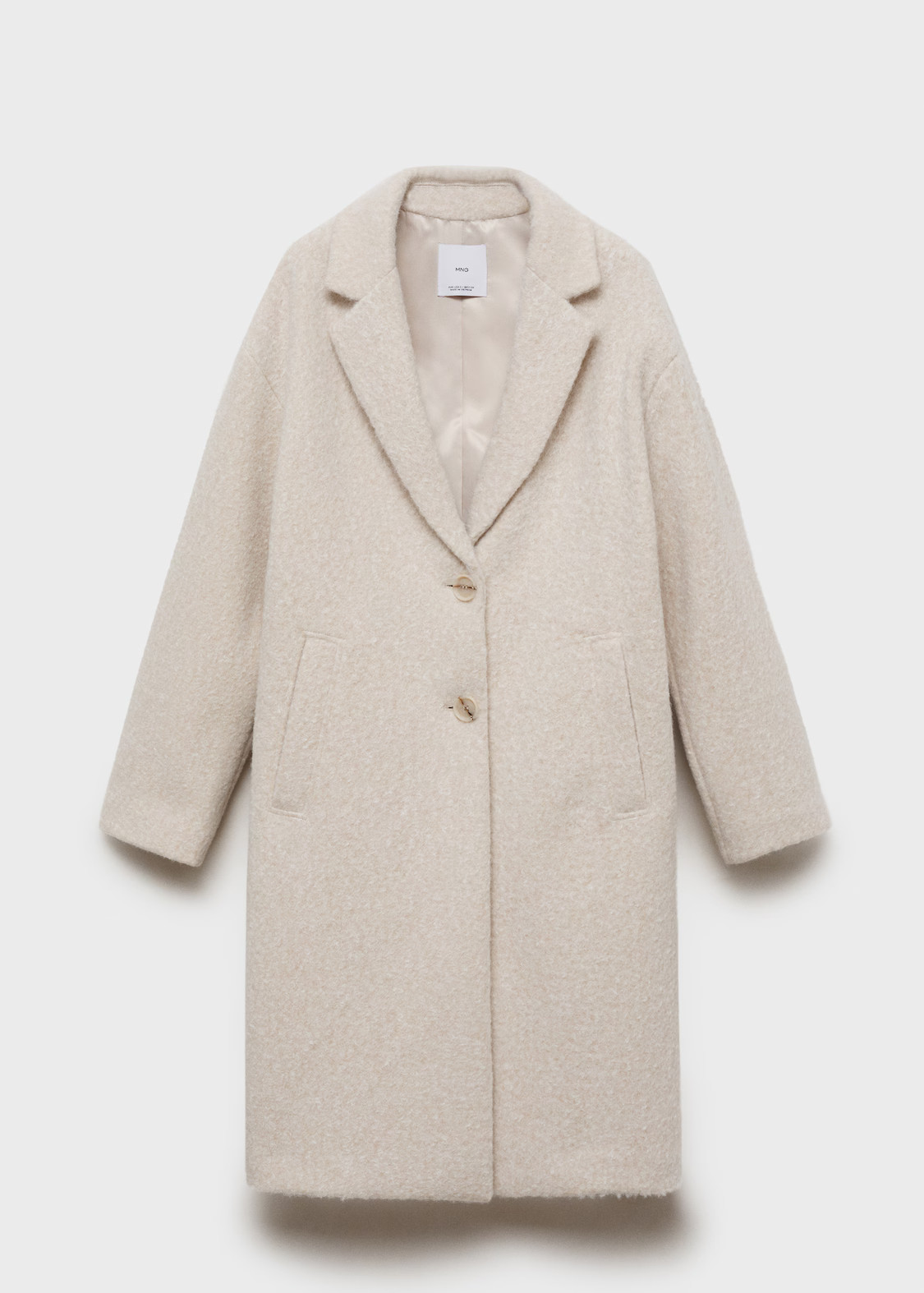 Oversized bouclé long coat - Women | MANGO United Kingdom | MANGO (UK)