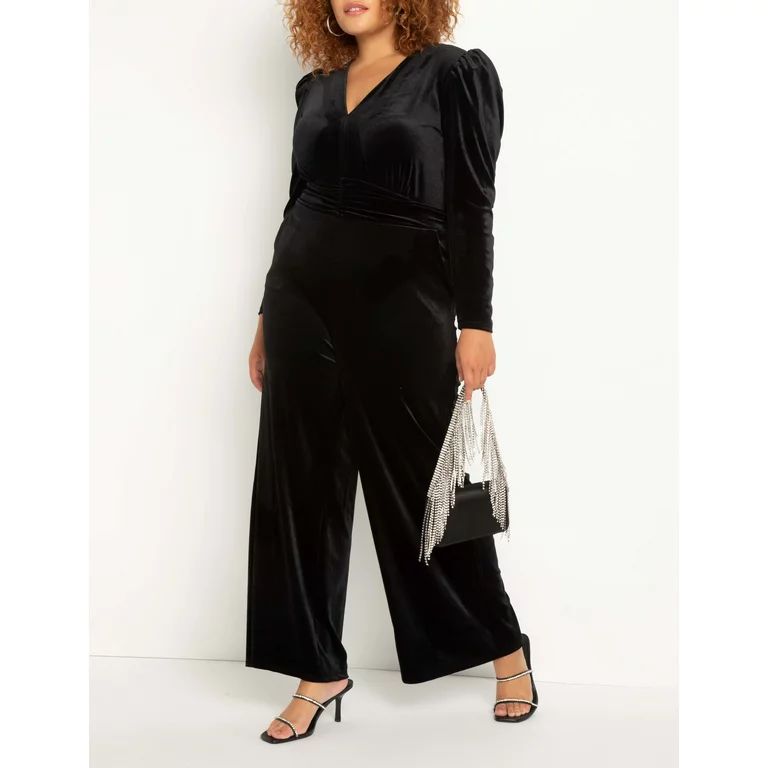 ELOQUII Women's Plus Size Velvet Jumpsuit | Walmart (US)