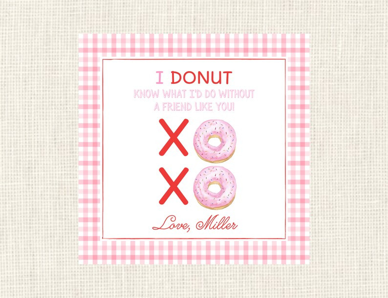 Valentine Class Tags or Stickers Donut Design, Watercolor, Printed / Set of 25 - Etsy | Etsy (US)