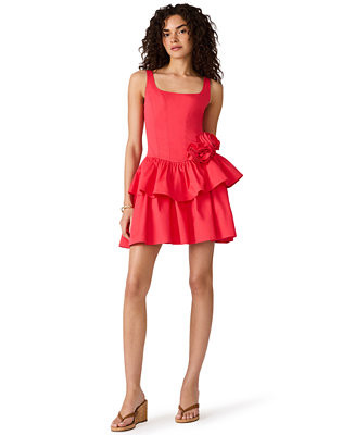 Square Neck Tiered Mini Cotton Dress | Macy's