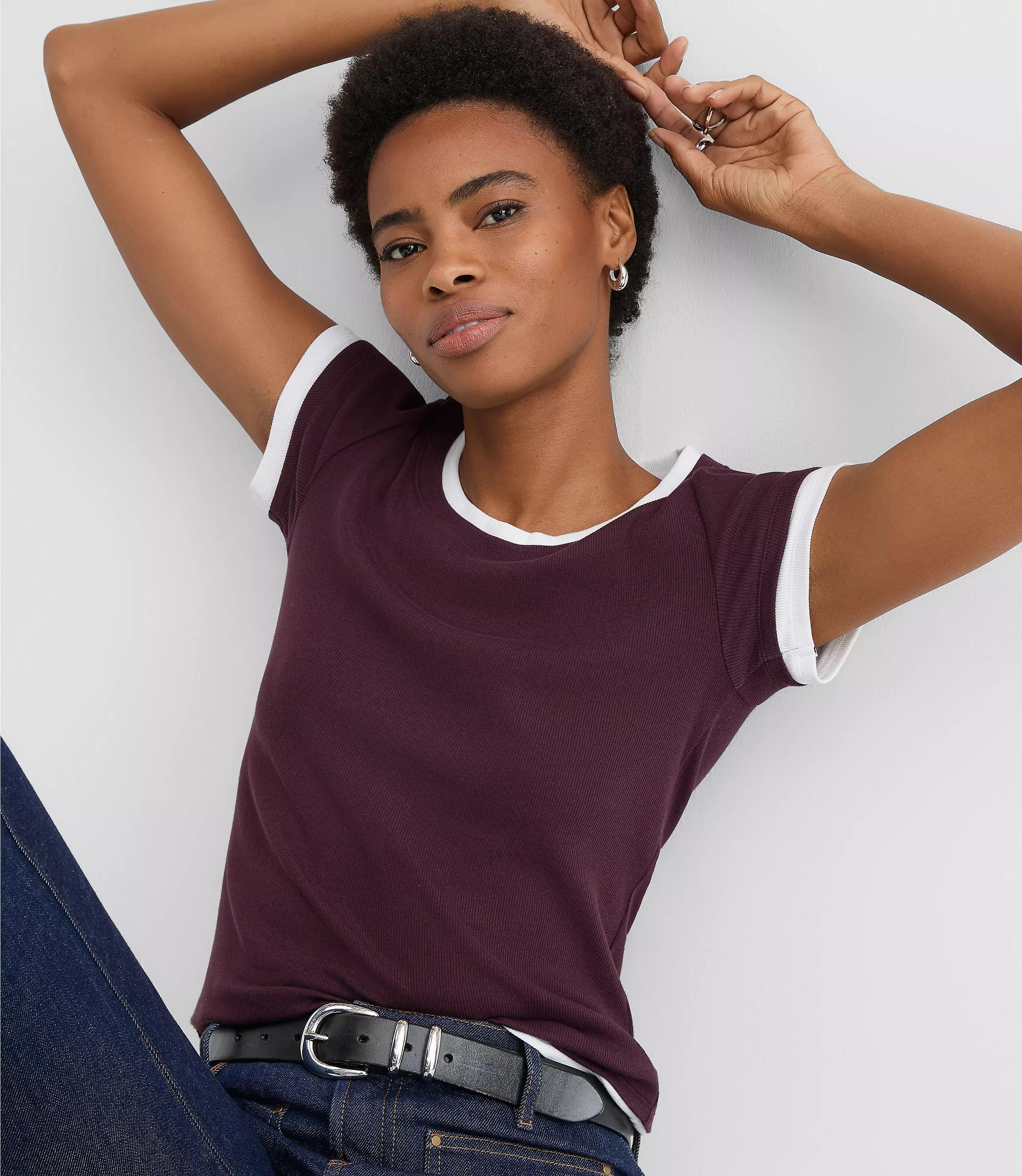 Layered Perfect Ribbed Tee | LOFT