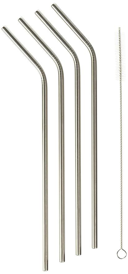 4 Bent Stainless Steel Straws Extra LONG fits compatible with 30 oz & 20 oz Yeti &Rtic Tumbler Ra... | Amazon (US)