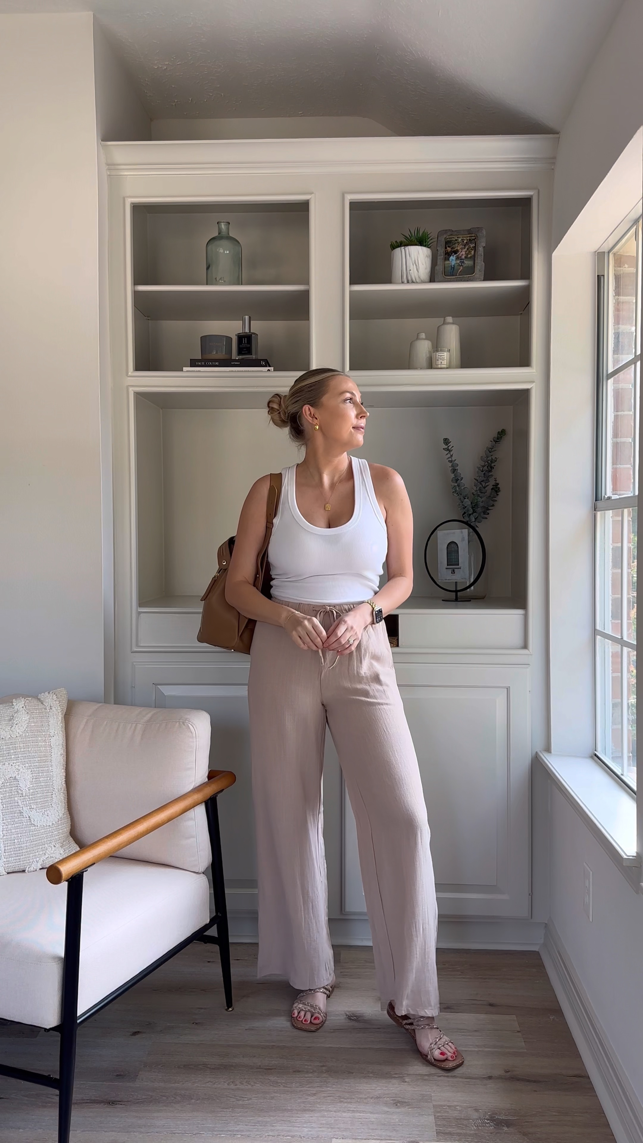 Fall mom outfit 
Tank in M
Linen pants in S
Sandals tts
Nursing bra in L

#LTKshoecrush #LTKstyletip #LTKunder50