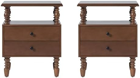 Vivienne 2-Drawer Spindle Nightstand - Dark Brown - 2pk | Amazon (US)