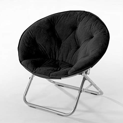 Urban Shop Faux Fur Saucer Chair, One Size, Black | Amazon (US)