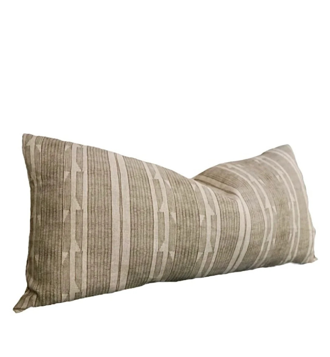 Jennifer Shorto Storck Brown Stripe Linen Pillow Cover, Neutral Decor - Etsy | Etsy (Global)