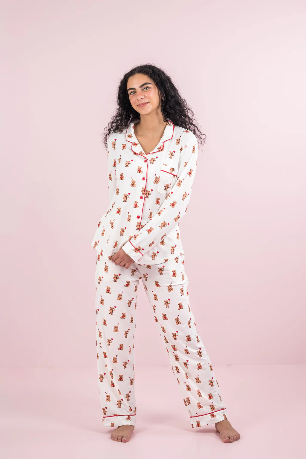 Long-Sleeved Women's Pajama Set in Bear Hearts | Kyte Baby