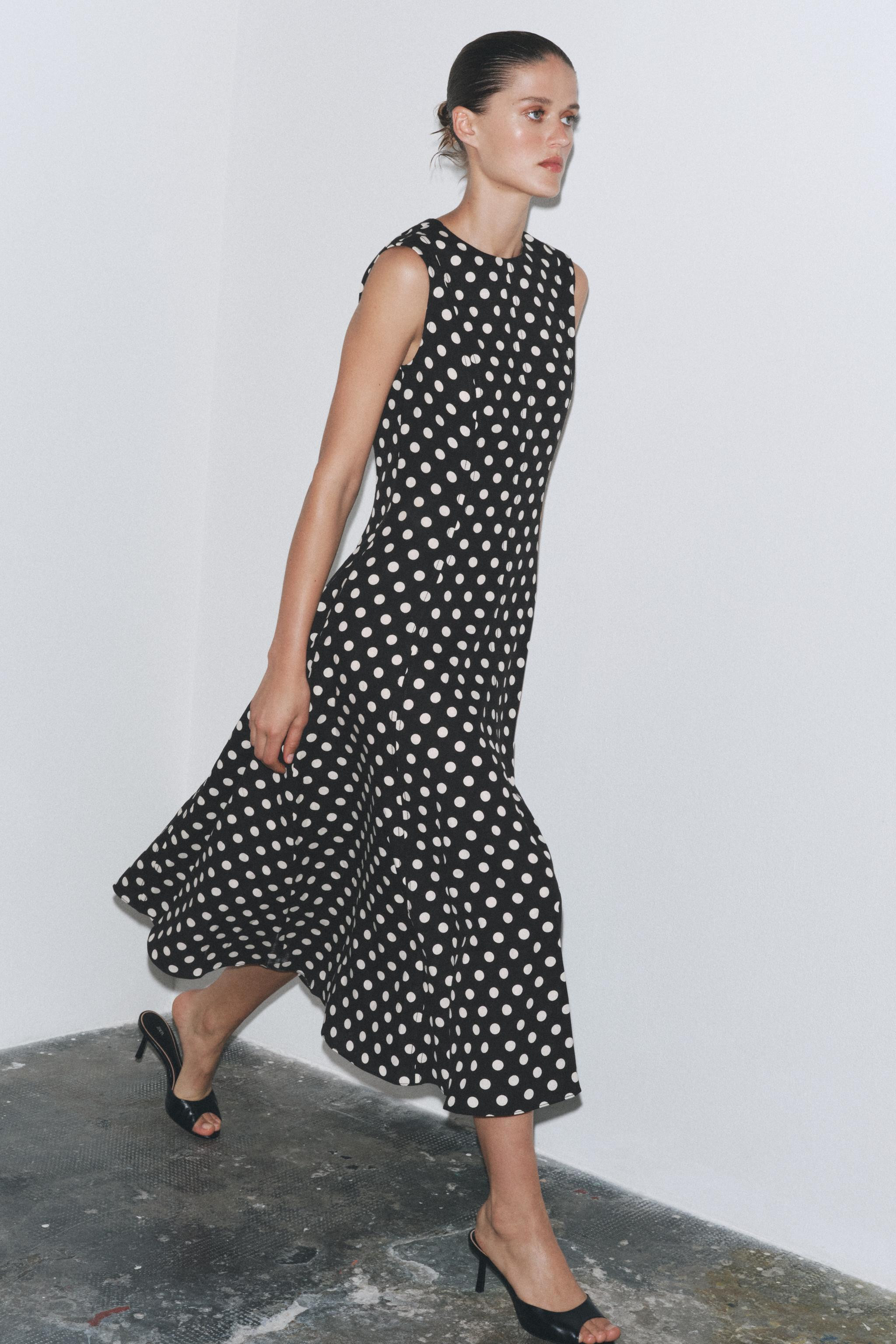 ZW COLLECTION POLKA DOT MIDI DRESS | Zara UK