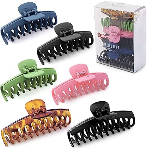 Hitituto Big Hair Claw Clips 6 Packs - 4.33 and 5.2 Inch Matte and Nonslip for Thick and Thin Lon... | Amazon (US)