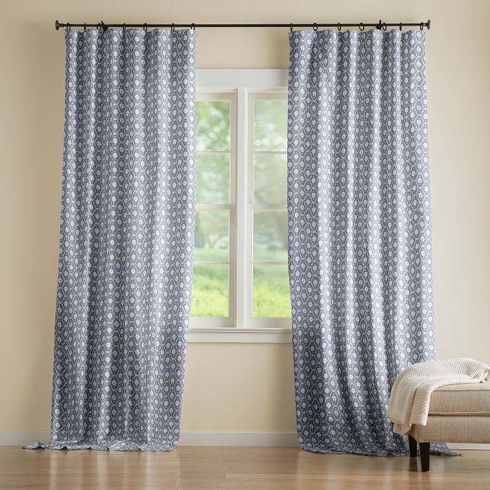 Kaila Trellis Print Linen/Cotton Rod Pocket Curtain | Pottery Barn (US)