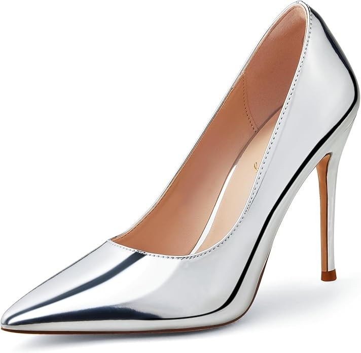 Elisabet Tang Women's High Heels Pumps Closed Pointed Toe Stiletto 4inch Heels Classic Office Spe... | Amazon (US)