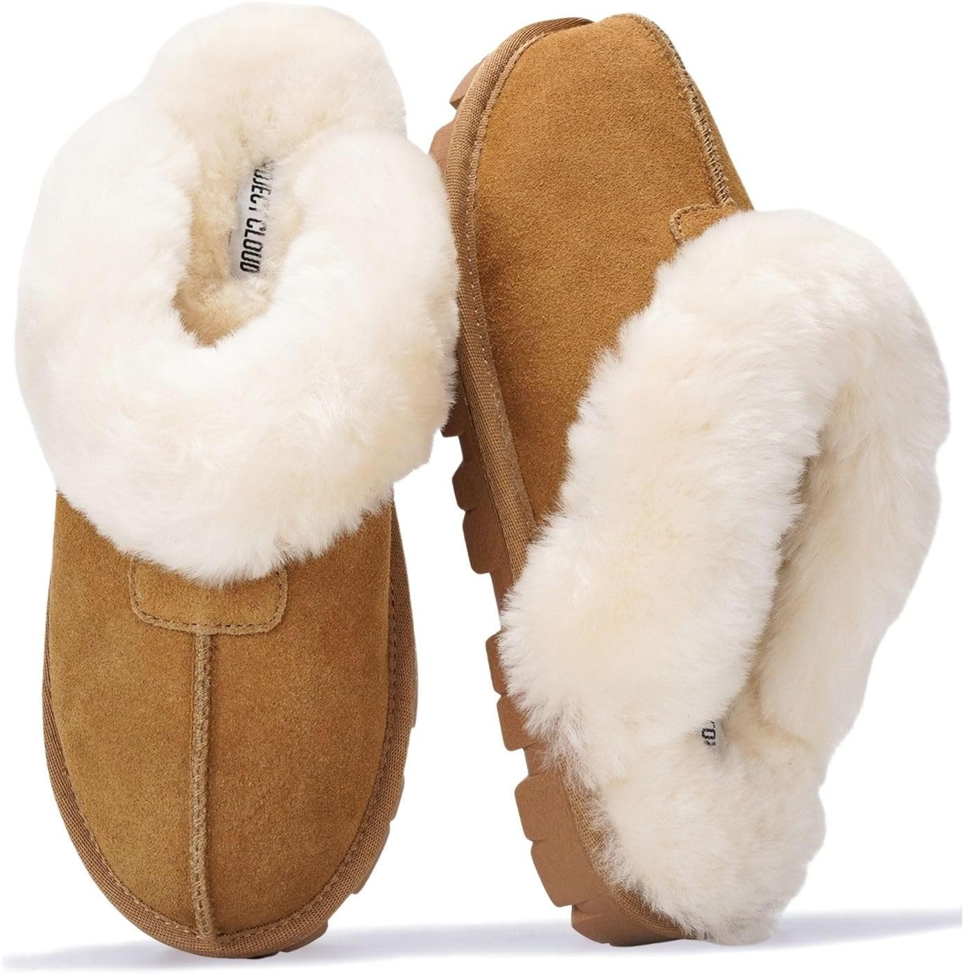Project Cloud 100% Genuine Leather Natural Fur-Lined Womens Clog Slippers | Amazon (US)