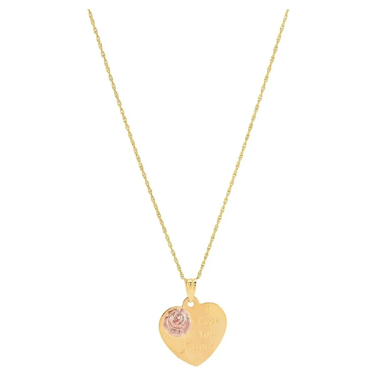 Brilliance Fine Jewelry 10K Yellow and Pink Gold Flower Heart Disk on Gold Filled Necklace,18" | Walmart (US)
