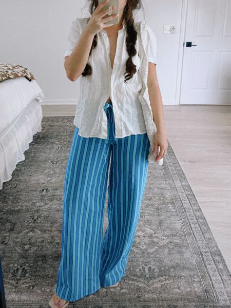 Free people Hudson canyon stripe pants in blue

#LTKFestival #LTKswim #LTKSeasonal