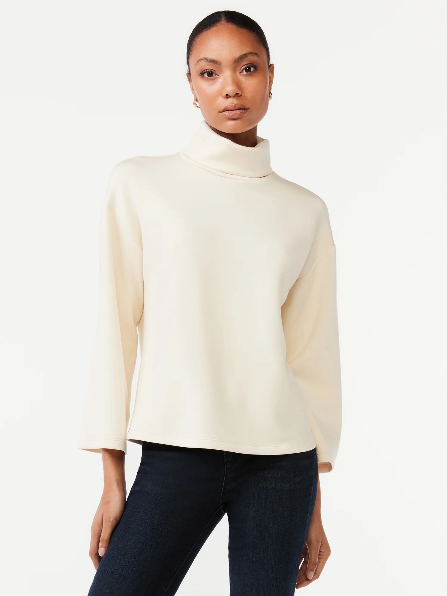 Scoop Women's Scuba Knit High Neck Top - Walmart.com | Walmart (US)
