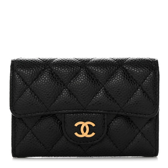 Caviar Quilted Flap Card Holder Black | FASHIONPHILE (US)