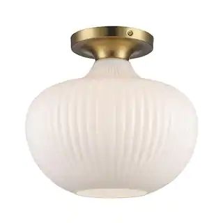 Bel Air Lighting Aristo 12 in. 1-Light Antique Gold Semi-Flush Mount Kitchen Ceiling Light Fixtur... | The Home Depot