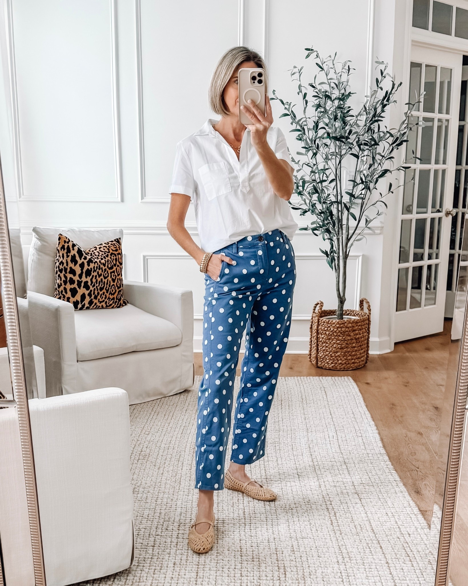 Polka dots are everywhere this season and this fun pair of chino pants are lightweight, ankle length and perfect for spring! 

Wearing size 4 pants, size small top 

Spring outfit ideas | Fun fashion finds | JCrew style | Spring fashion 

#LTKOver40 #LTKSaleAlert #LTKSpringSale